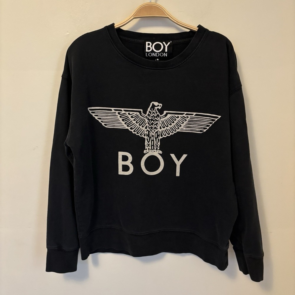 Boy London Sweatshirt Men's Small Black Big Logo 100% Cotton Streetwear